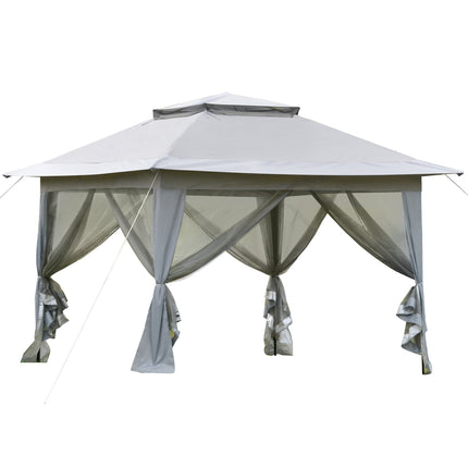 Šedý pop-up zahradní pavilon s pojízdnou taškou, 3.64x3.64m
