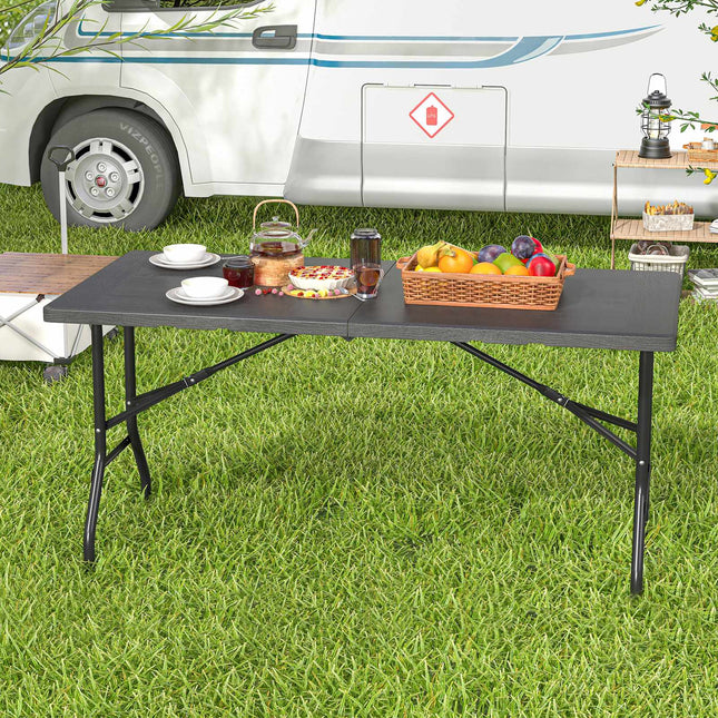 Klappbarer Picknicktisch, HDPE Holzmaserung, 152x70cm