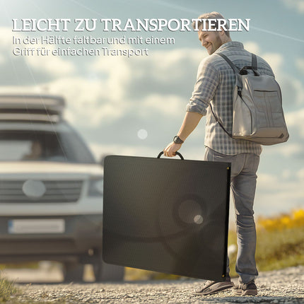 Klappbarer Picknicktisch mit 2 Bänken, 3-teilig, Schwarz, HDPE & Metall