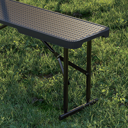 Klappbarer Picknicktisch mit 2 Bänken, 3-teilig, Schwarz, HDPE & Metall
