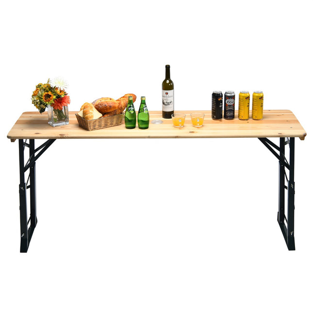 Klappbarer Picknicktisch, Holz, Höhenverstellbar, Schirmloch