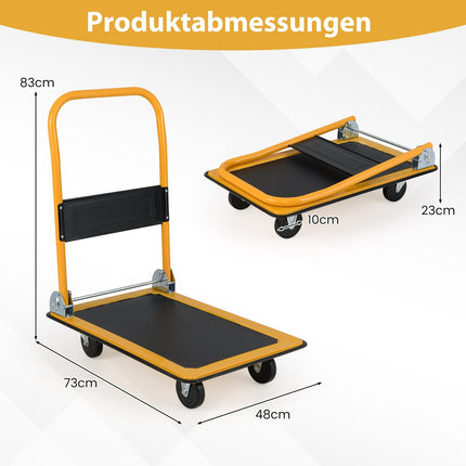 Folding Platform Cart, 150kg Capacity, 360 Swivel Wheels
