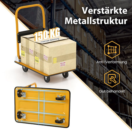 Folding Platform Cart, 150kg Capacity, 360 Swivel Wheels
