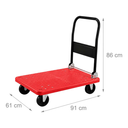 Folding Platform Trolley, 300kg Capacity – Red