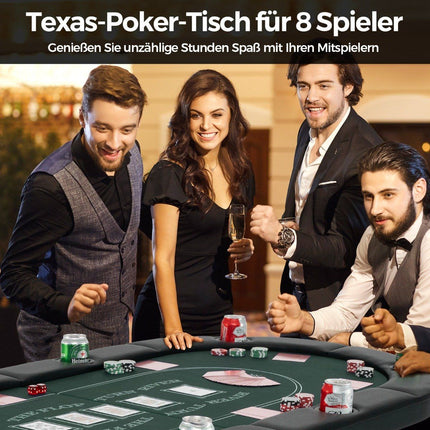 Skládací pokerový stůl pro 8 hráčů s držáky na nápoje