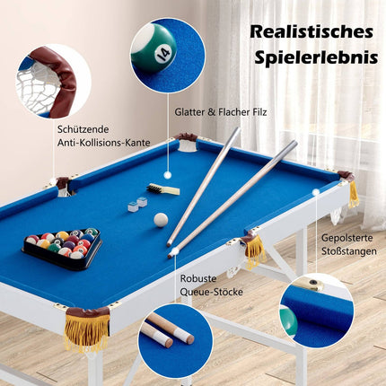 Folding Pool Table with Cues, Balls, Chalk & Brush