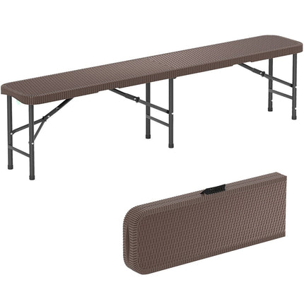 Klappbare Bierbank Rattan-Optik mit Griff, 180 cm