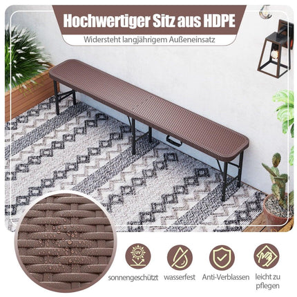 Klappbare Bierbank Rattan-Optik mit Griff, 180 cm