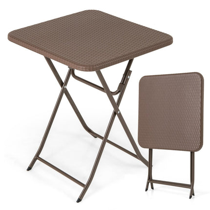 Folding Rattan-Style Table with 60x60cm HDPE Top