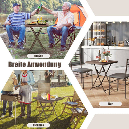 Folding Rattan-Style Table with 60x60cm HDPE Top