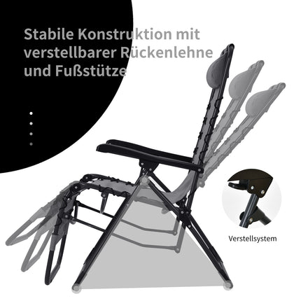 Klappbares Gartenstuhl-Set mit Liegefunktion, 2 Stühle und Tisch