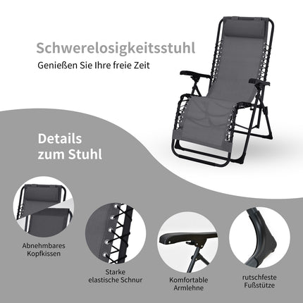Klappbares Gartenstuhl-Set mit Liegefunktion, 2 Stühle und Tisch