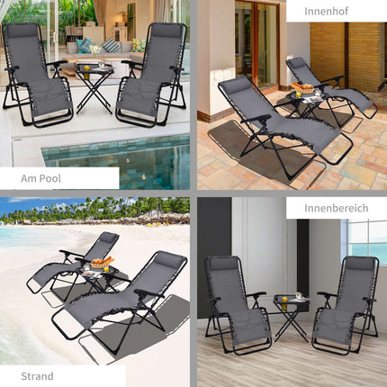 Klappbares Gartenstuhl-Set mit Liegefunktion, 2 Stühle und Tisch