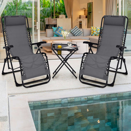Klappbares Gartenstuhl-Set mit Liegefunktion, 2 Stühle und Tisch