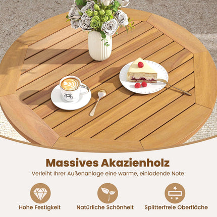 Klappbarer runder Gartentisch aus Akazienholz, 67 cm Durchmesser
