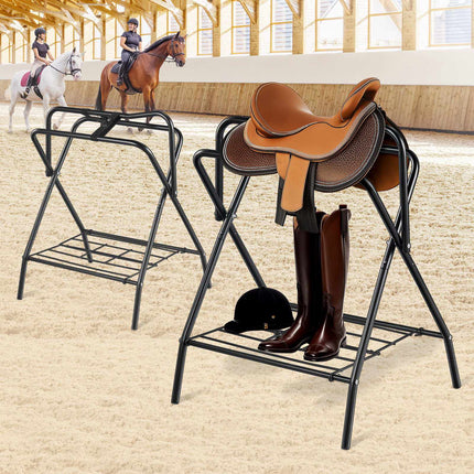 Folding Saddle Rack, 2 Pack, 132 lb Capacity, Freestanding, Black