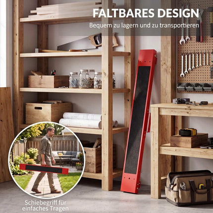 Folding Sawhorse Set of 2, Metal Work Trestles Up to 250 kg, Black, Red