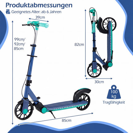 Faltroller mit LED-Rädern, höhenverstellbar, grün
