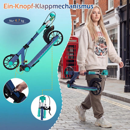 Faltroller mit LED-Rädern, höhenverstellbar, grün