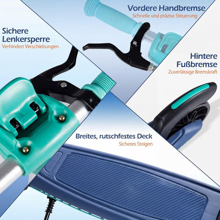 Faltroller mit LED-Rädern, höhenverstellbar, grün