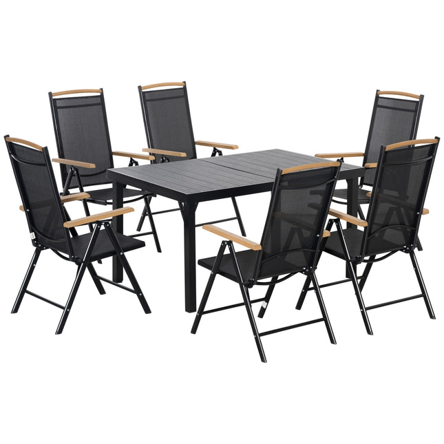 6-teiliges Gartenmöbel-Set, Aluminiumgeflecht, schwarz