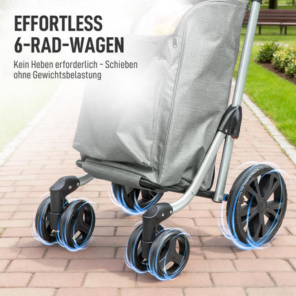 Faltbarer Einkaufstrolley, 46L Tasche, Kühlfach, Verstellbarer Griff