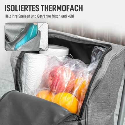 Faltbarer Einkaufstrolley, 46L Tasche, Kühlfach, Verstellbarer Griff