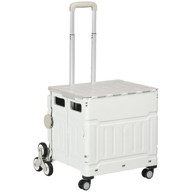 Skládací nákupní vozík, teleskopická rukojeť, schodišťový, nosnost 80 kg, bílá