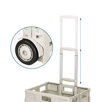 Folding Shopping Trolley with Telescopic Handle, Beige