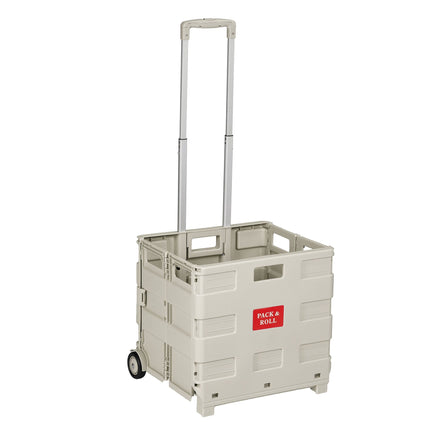 Folding Shopping Trolley with Telescopic Handle, Beige