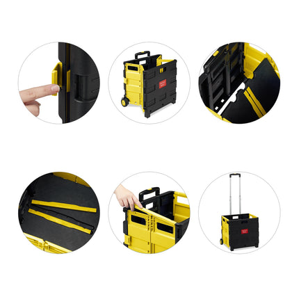 Folding Shopping Trolley with Wheels, 35kg Capacity