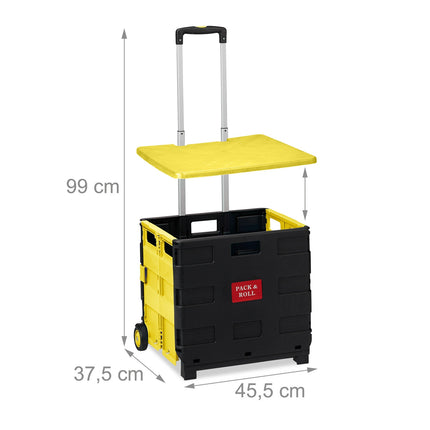 Folding Shopping Trolley with Wheels, 35kg Capacity
