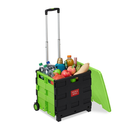 Folding Shopping Trolley with Wheels, 35 kg Capacity