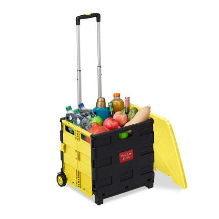 Folding Shopping Trolley with Wheels, 35kg Capacity