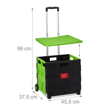 Folding Shopping Trolley with Wheels, 35 kg Capacity
