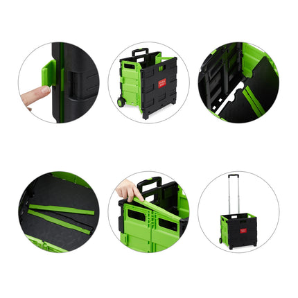 Folding Shopping Trolley with Wheels, 35 kg Capacity