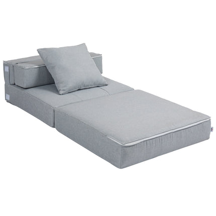 Folding sofa bed chair - 2-in-1, light grey, 100 kg capacity