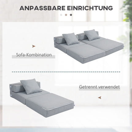 Folding sofa bed chair - 2-in-1, light grey, 100 kg capacity