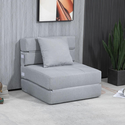 Folding sofa bed chair - 2-in-1, light grey, 100 kg capacity