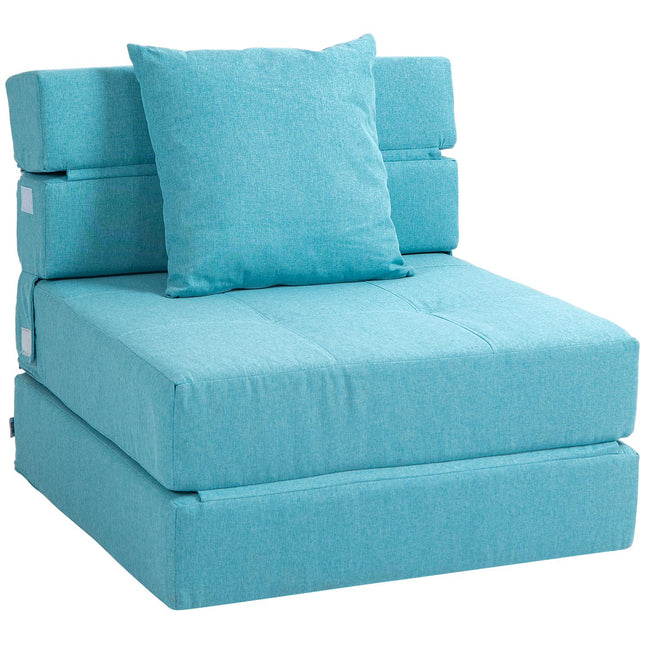 Klappbares Schlafsofa, 2-in-1 Gästebett mit Kissen, blau