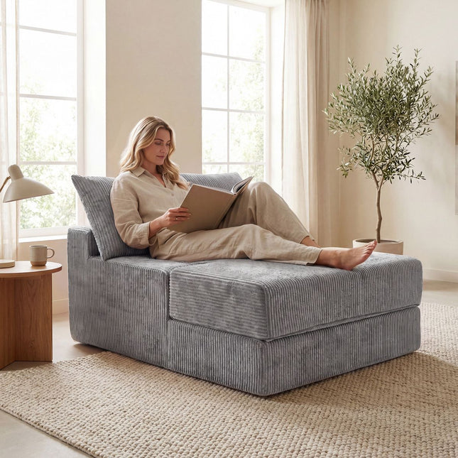 Klappsofa, wandelbarer Schlafsessel, Grau, 2 Kissen