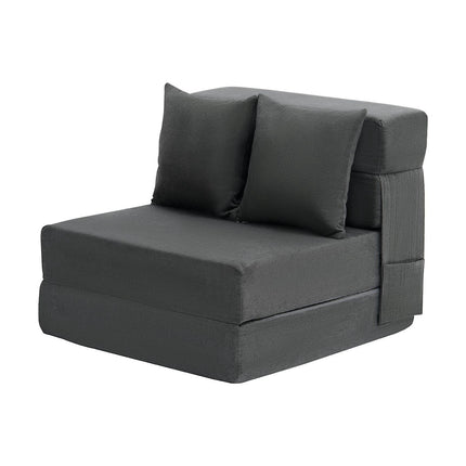 Folding Sofa Bed, Memory Foam, 2 Pillows, Washable Cover, Dark Grey