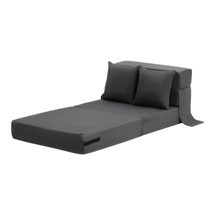 Folding Sofa Bed, Memory Foam, 2 Pillows, Washable Cover, Dark Grey