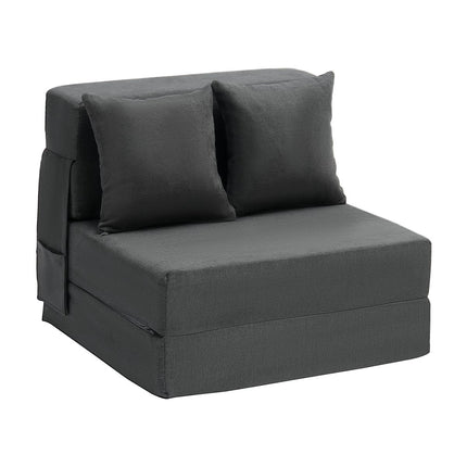 Folding Sofa Bed, Memory Foam, 2 Pillows, Washable Cover, Dark Grey