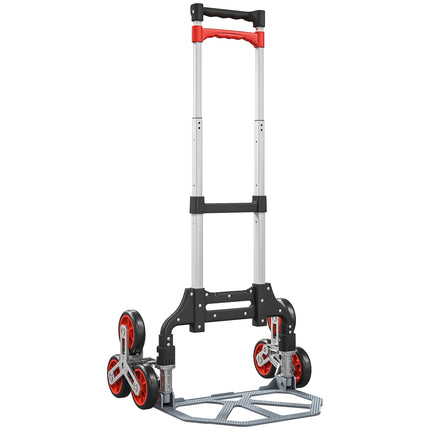Folding Stair Climber Trolley, 6-Wheel, 70kg Capacity, Red