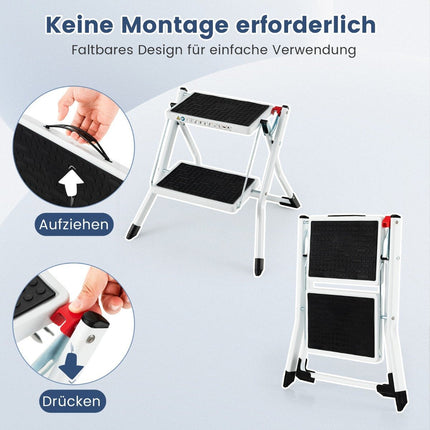 Folding Step Ladder, 2 Steps, 20cm Wide, 150kg Capacity