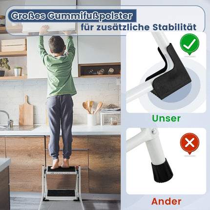 Folding Step Ladder, 2 Steps, 20cm Wide, 150kg Capacity