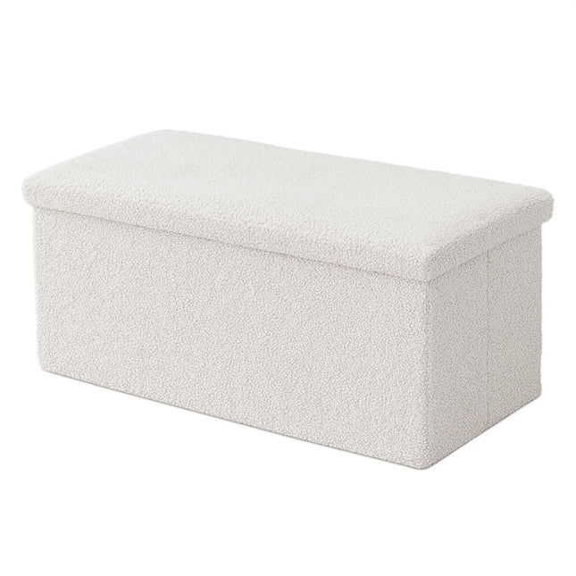 Faltbare Aufbewahrungsbank, Teddystoff, 2 Sitzer