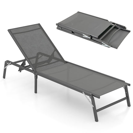 Folding Sun Lounger, 5-Position Backrest, 160kg Capacity