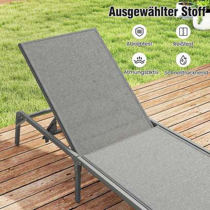 Folding Sun Lounger, 5-Position Backrest, 160kg Capacity